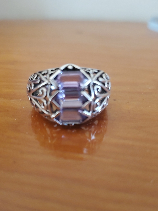 Jewelry - Sterling Silver Filigree Ring with Light Purple Gemstone